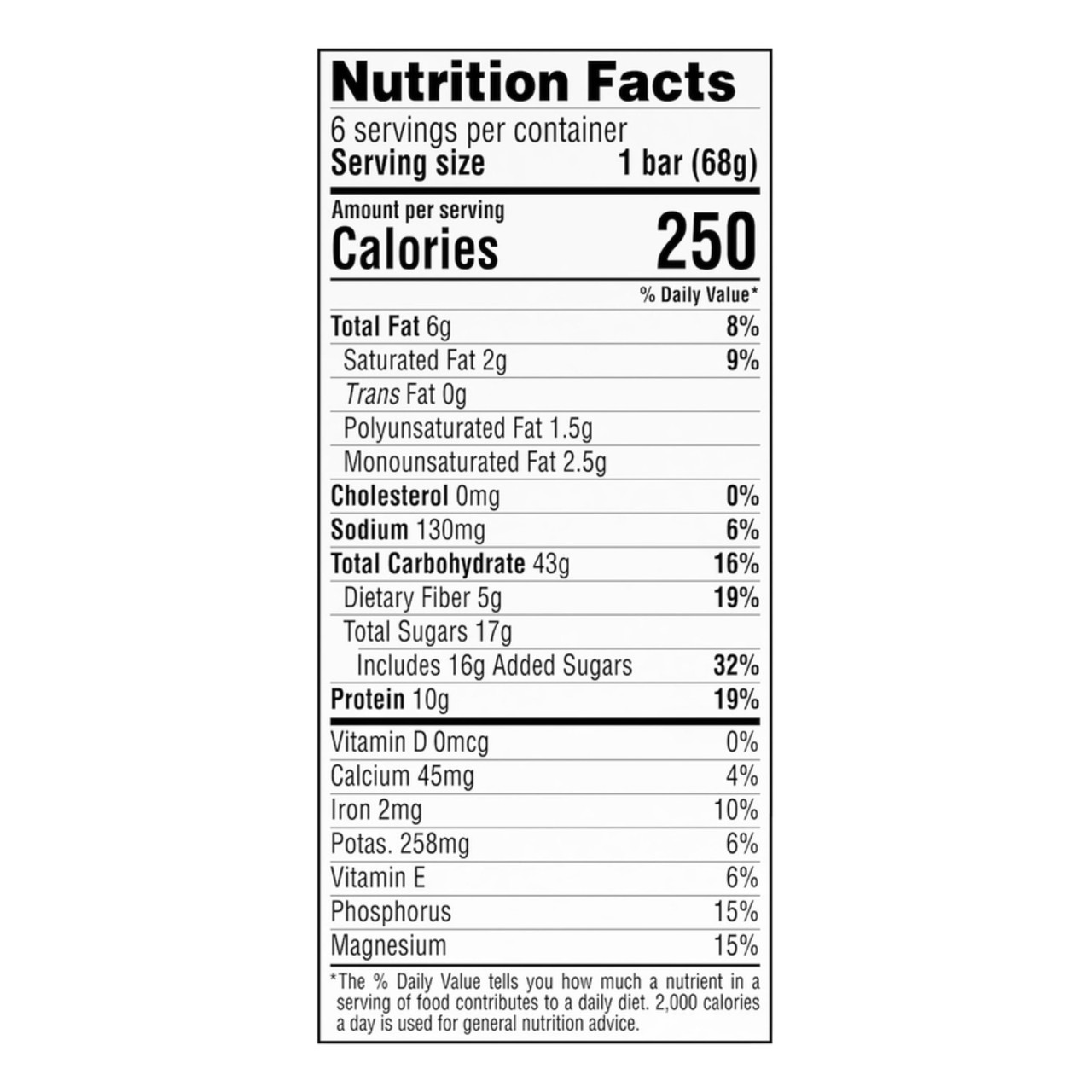 Clif Bar® Chocolate Chip Energy Bars, 10g Protein Bar, 6ct, 2.4 Oz